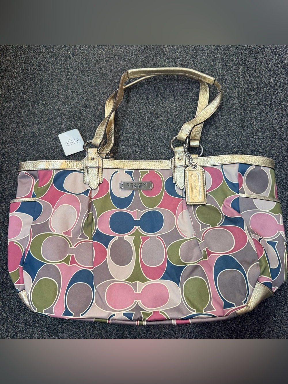 Coach Signature Scarf Print Tote Purse F19464 NWT